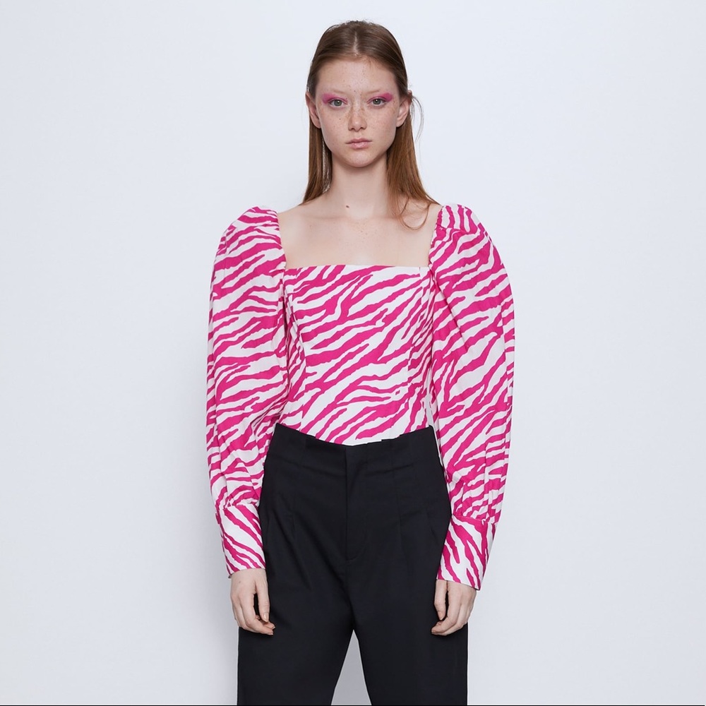ZARA Pink Zebra Bodysuit